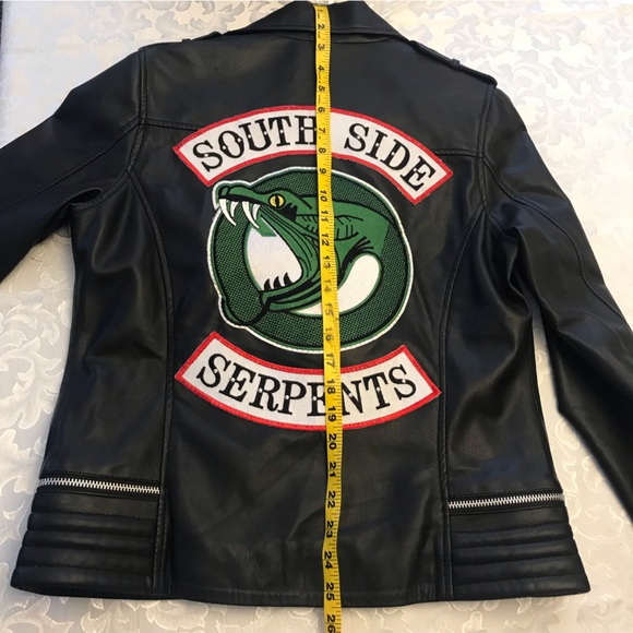 Riverdale South Side Serpents Black Faux Leather Jacket, Size M - Picture 6 of 11